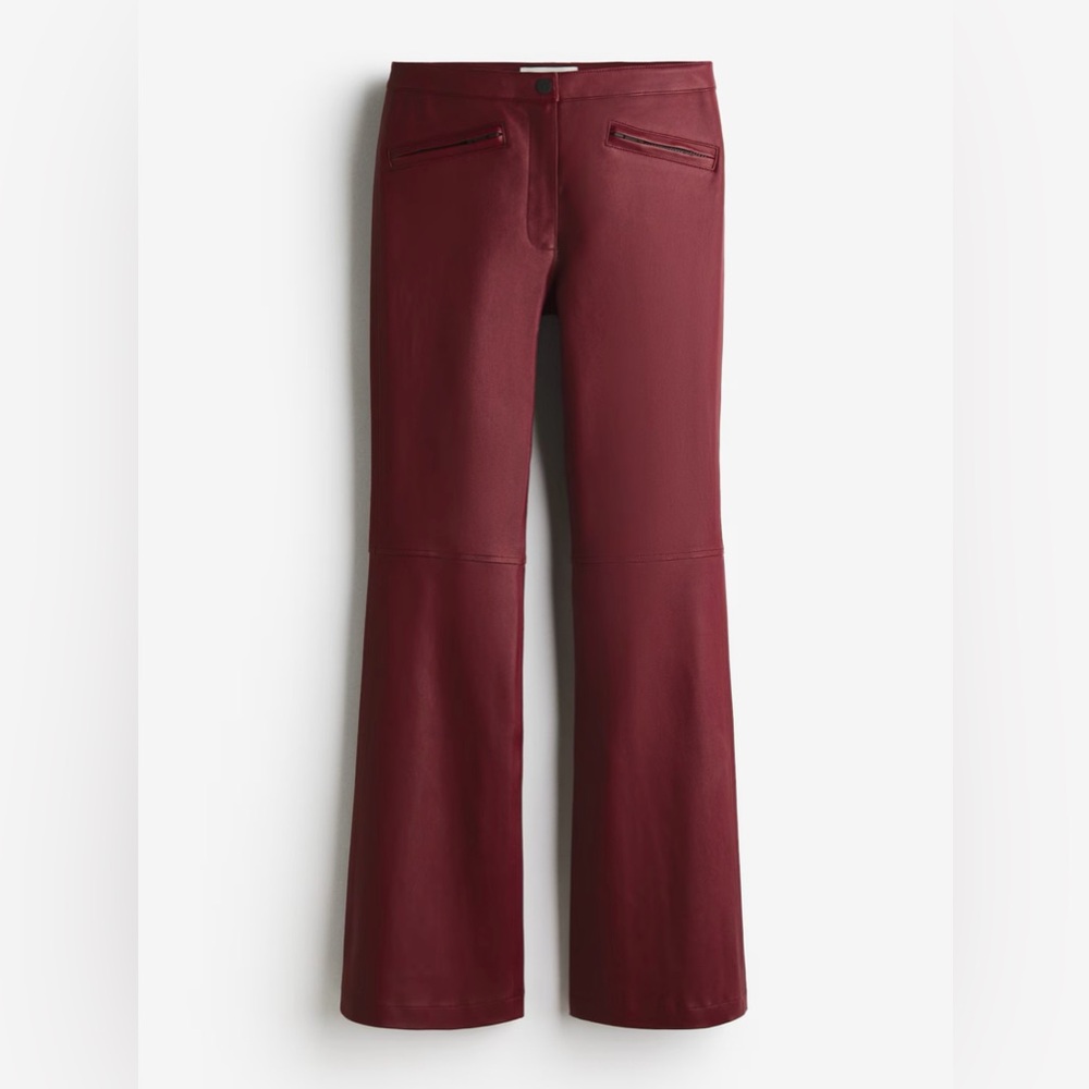 Perfect Moment H&M 
Burgundy boot-cut genuine leather pants